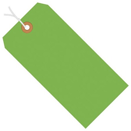 Bsc Preferred 6 1/4 x 3 1/8'' Fluorescent Green 13 Pt. Shipping Tags - Pre-Strung, 1000PK BUY00015772